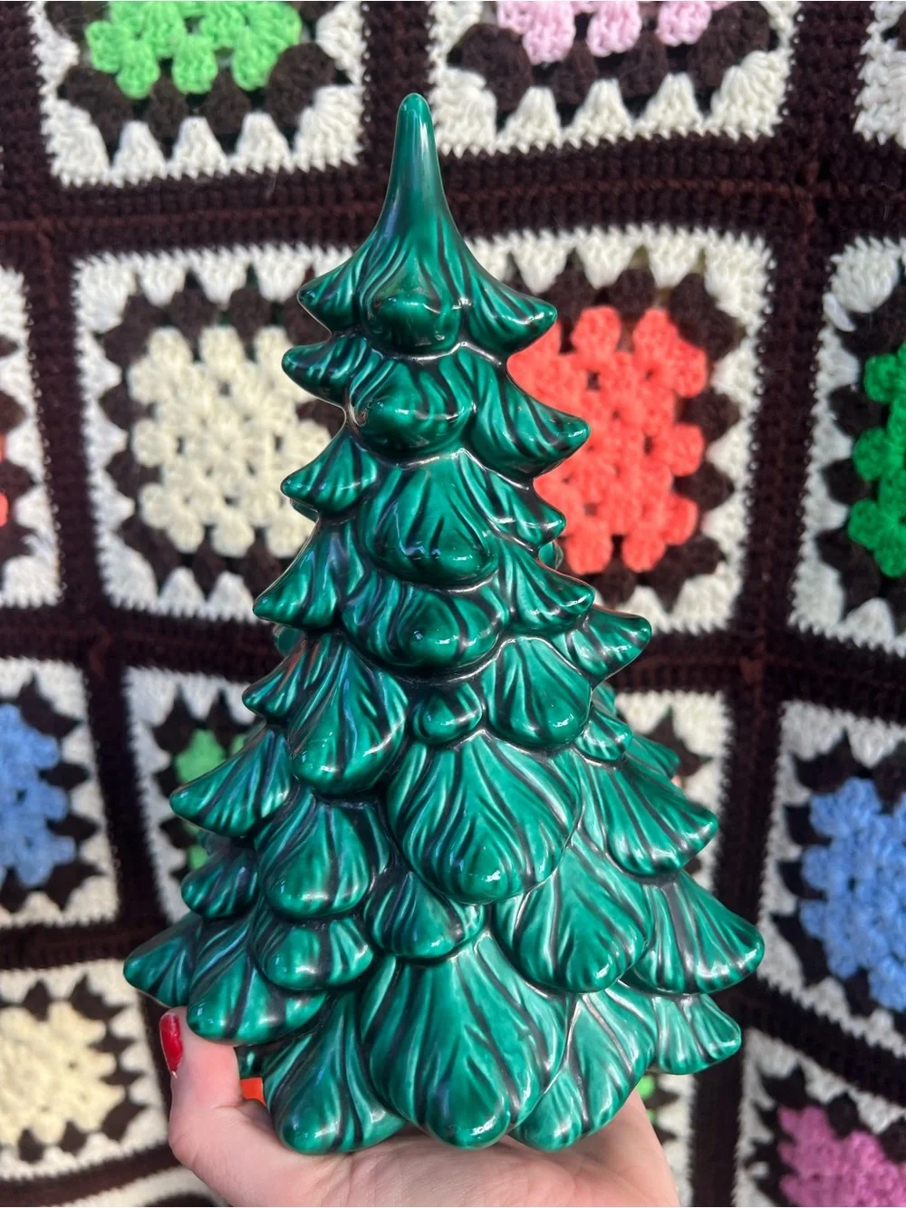Vintage Holland Mold 1978 Green Ceramic Christmas Tree Figurine Holiday Decor